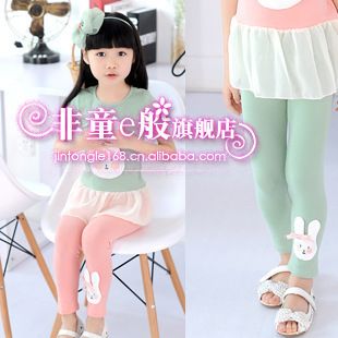 2015夏款（2) 童裝一件代發2015女童裝新款可愛立體小兔七分小腳打底褲廠家批發