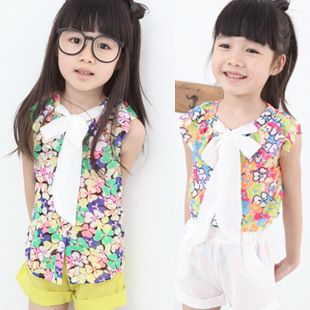 2015夏款（2) 童褲2015夏款女童新款 翻邊百搭 雪紡西裝短童褲 熱褲廠家批發潮