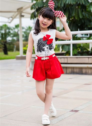 5月25號新款 2015親子裝母女裝夏裝韓版時尚針織棉2件套無袖休閑套裝原始圖片3