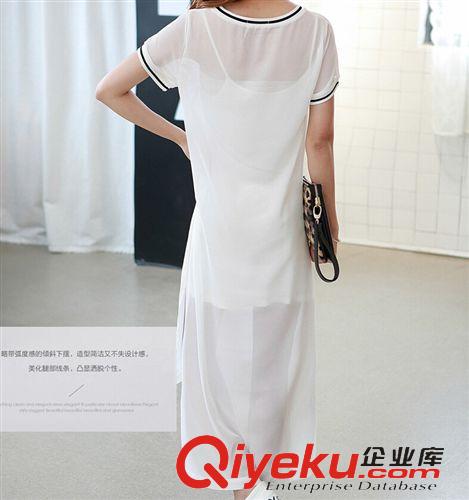 5月20號新款 2015夏裝新款優雅淑女印花中長款雪紡無袖V領連衣裙沙灘裙