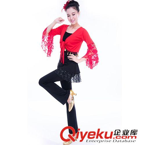 廣場舞瑜伽服 紅披肩褲裙 爆款熱賣 女式運動休閑套裝 時尚健身操套裝廠家批發