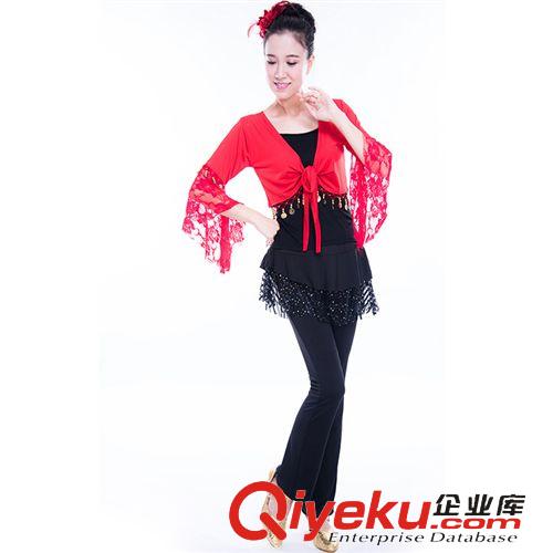 廣場舞瑜伽服 紅披肩褲裙 爆款熱賣 女式運動休閑套裝 時尚健身操套裝廠家批發