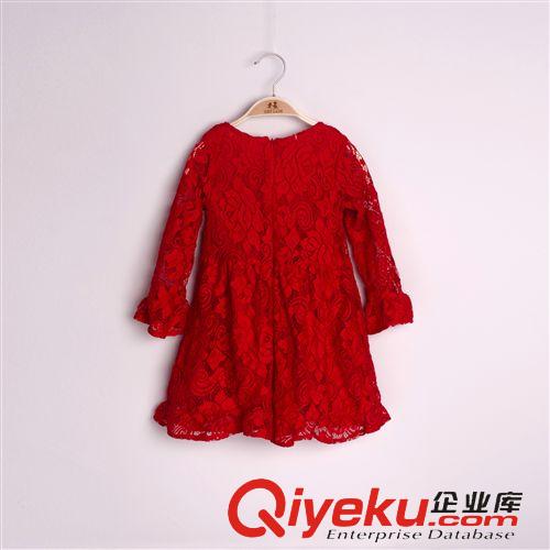 2015年4月上新 2015春裝新款女童裝歐美兒童蕾絲鏤空繡花紅色公主裙連衣裙子原始圖片2