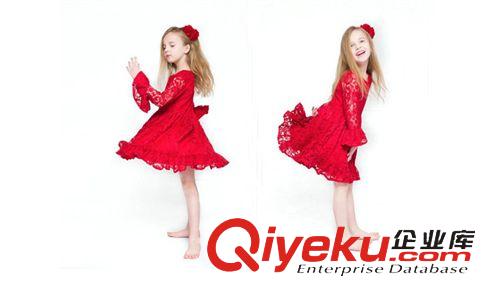 2015年4月上新 2015春裝新款女童裝歐美兒童蕾絲鏤空繡花紅色公主裙連衣裙子原始圖片3