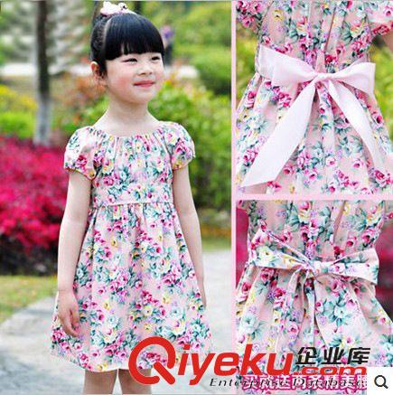 2015年4月上新 童裝女童兒童夏季裝全棉高腰短袖公主裙連衣裙子碎花公主裙 代發(fā)