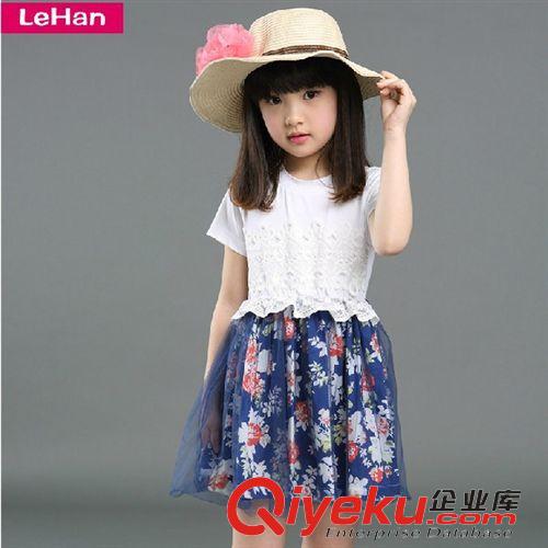 2015年4月上新 童裝2015女童夏裝新品短袖裙子碎花兒童連衣裙女童連衣裙網紗