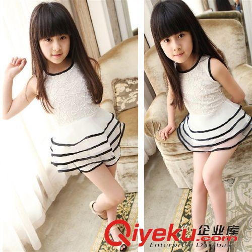 夏裝 女童夏裝2015新款童裝韓版蕾絲無袖短褲兒童兩件套裝背心裙 代發原始圖片2