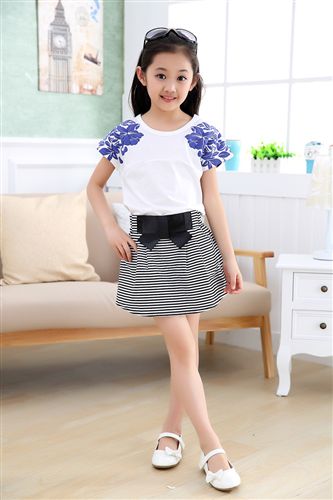 夏裝 tj包郵童裝新款2015夏裝女童套裝針織青花瓷印花休閑兒童外套