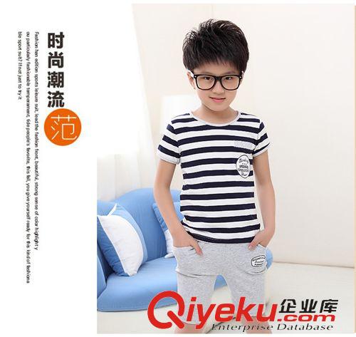 男孩 童裝女童夏裝2015新款韓國兒童男童運動套裝大童女裝夏季小孩衣服原始圖片3