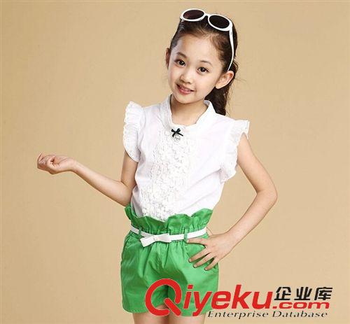夏款 童裝2015新款夏季女童套裝3-5-6-7-8-9-10-11歲女中大童兒童套裝原始圖片2