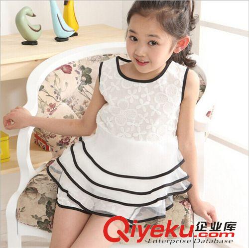 夏款 女童夏裝2015新款童裝 韓版蕾絲無袖蛋糕裙+短褲 兒童套裝 代發原始圖片2