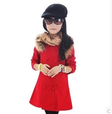 冬款 童裝呢子外套 女童風衣春秋兒童韓版雙排扣毛呢大衣外套 一件代發(fā)原始圖片3