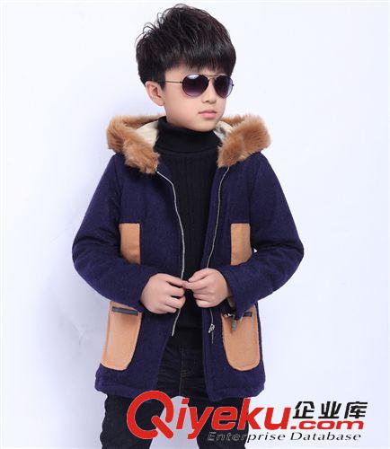 冬款 男童呢子風(fēng)衣中大童毛呢加絨冬款棉衣外套童裝中長款兒童呢大衣