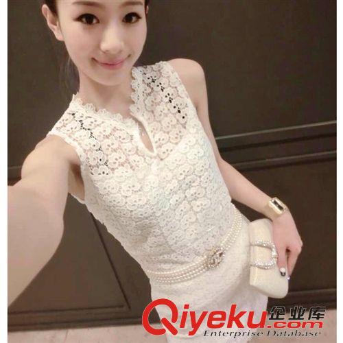 連衣裙 歐洲站2015夏季新款無袖蕾絲連衣裙修身顯瘦背心打底蕾絲包臀短裙原始圖片2