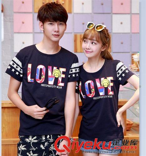 情侶裝 2015新款韓版大碼情侶裝LOVE印花短袖T恤學生班服 T恤潮 一件代發
