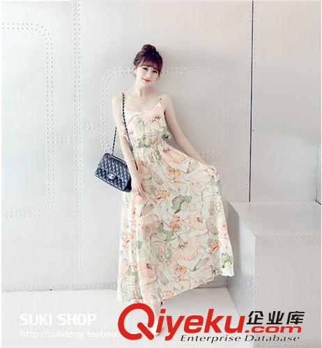 5月31號新款 夏新品 波西米亞海邊度假裙雪紡收腰長裙原始圖片2