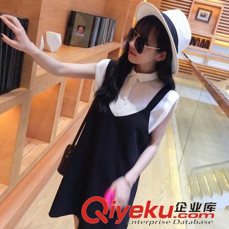 528新款 2015夏季新款顯瘦學(xué)院風(fēng)小清新假兩件連衣裙原始圖片2