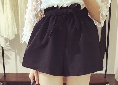 4月12新款 2015韓版寬邊松緊高腰系帶花苞闊腿短褲原始圖片2