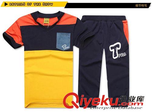 童套裝 大男童夏裝套裝2015新款 夏季兒童中童裝夏款小男孩T恤運動套裝潮原始圖片3
