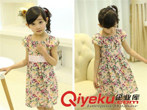 幼童專區(qū) 童裝2015夏季新款連衣裙女童花朵韓版純棉碎花腰帶娃娃裙一件代發(fā)原始圖片3