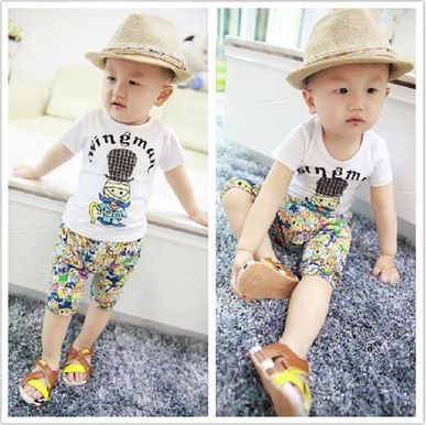 幼童專區(qū) 新品 2015夏季 卡通史努比套裝童裝|韓版短袖兩件套童套裝