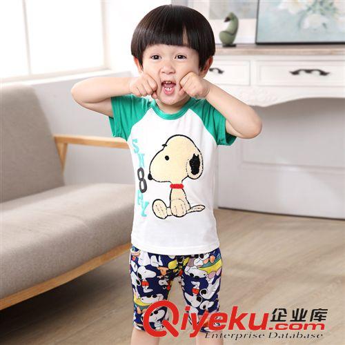幼童專區(qū) 新品 2015夏季 卡通史努比套裝童裝|韓版短袖兩件套童套裝原始圖片2