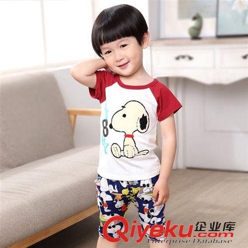 幼童專區(qū) 新品 2015夏季 卡通史努比套裝童裝|韓版短袖兩件套童套裝原始圖片3