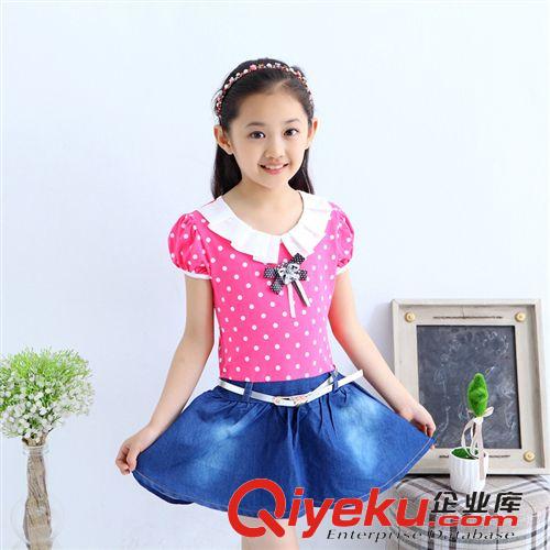 女童專區(qū) 2015新款夏裝女童圓點(diǎn)連衣裙牛仔小女孩裙子女童裝一件代發(fā)next原始圖片2