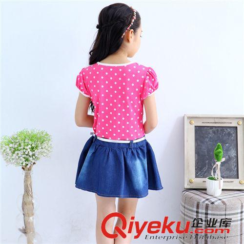 女童專區(qū) 2015新款夏裝女童圓點(diǎn)連衣裙牛仔小女孩裙子女童裝一件代發(fā)next原始圖片3