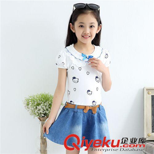 女童專區 一件代發女童連衣裙2015新款夏季裙子韓版百搭兒童KT貓牛仔連衣裙原始圖片2