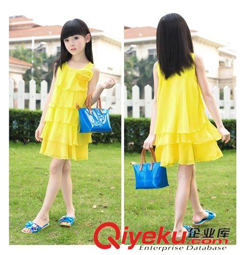 女童專區 tongzhuang2童裝代發2015爆款 7-8歲女童裙子夏 連衣裙新款雪紡原始圖片3