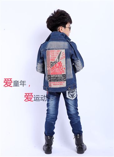 春色滿園 2014秋款童裝男童新款 韓版潮兒童寶寶春秋款爆款gd牛仔衣外套原始圖片2