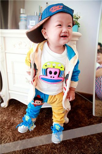春色滿園 兒童春款套裝童裝男童女童2015寶寶天鵝絨春裝中小童運動休閑套裝原始圖片3
