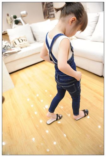 2015年春款 貝衣爾女童背帶褲 春秋裝女童歐美款高腰背帶牛仔褲 童裝批發(fā)A原始圖片2