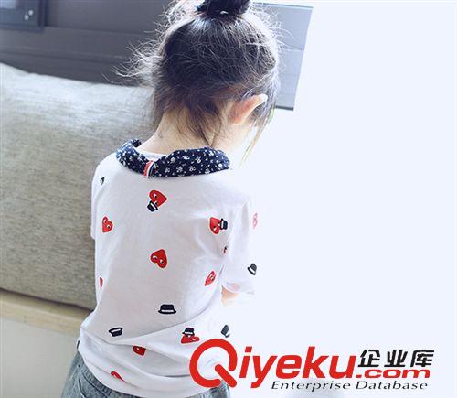 2015年夏款 兒童T恤 2015夏季新款童裝 男童女童休閑卡通小領(lǐng)帶圓領(lǐng)短袖T恤原始圖片2