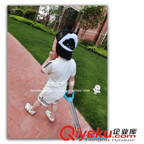 2015夏裝第二波 2015夏季新款韓版潮男童網(wǎng)眼短袖T恤+短褲套裝寶寶套裝 批發(fā)原始圖片3