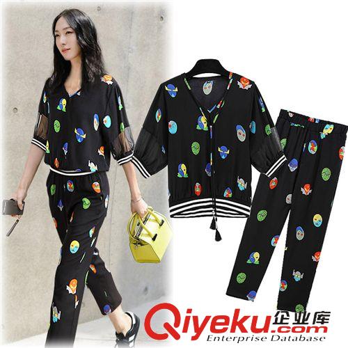 店鋪新品 歐洲站2015夏季新款歐美外貿女裝大v領時尚印花連體褲批發5253