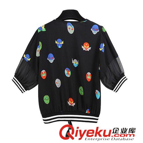 店鋪新品 歐洲站2015夏季新款寬松時尚雪紡卡通印花套裝歐美女批發5344原始圖片2