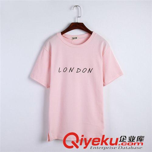 女式T恤 2015韓版寬松圓領(lǐng)套頭刺繡LONDON英文字母T恤