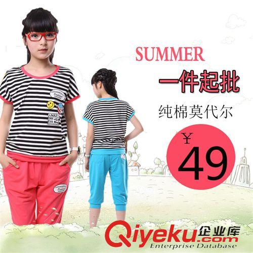 2015-5月上新 女童套裝兩件套夏季 中大童童裝女童夏款 短袖女裝運動裝清倉批發