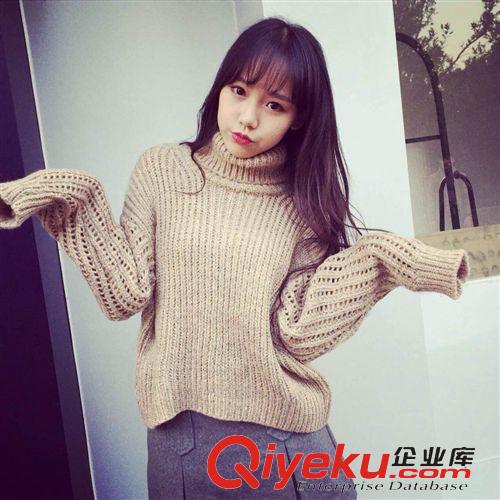12月新款 3883韓國代購實拍FX曹若涵 韓版不規則加厚粗棒針織高領毛衣冬新原始圖片3