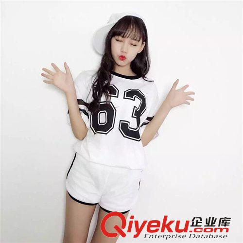 2015 0512 B-4 6218韓國代購實拍夏季韓版女棉短袖短褲兩件套運動C原始圖片3
