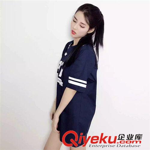 2015 0511 D-1 6205韓國代購實(shí)拍小白韓版學(xué)院數(shù)字印花棉麻短袖女式連衣裙原始圖片3