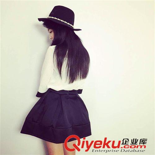 2015 0303 6026 韓國(guó)代購(gòu)實(shí)拍FX小白 韓版春季新品時(shí)尚撞色插肩中袖立領(lǐng)襯衫原始圖片3