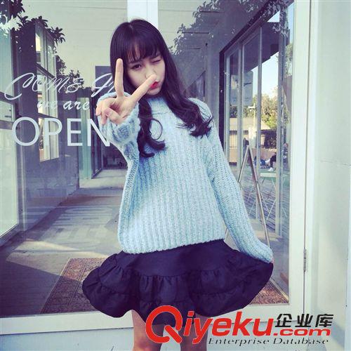 2015 0121 6001韓國(guó)東大門代購(gòu)小白實(shí)拍  春裝新款時(shí)尚純色套頭針織毛衣女