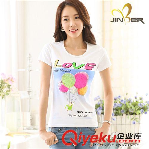 4月  新款 短袖T恤女 新款韓國代購時尚修身純棉印花大碼短袖T恤女 一件代發(fā)