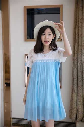店長推薦 雪紡孕婦連衣裙2015夏季新款大碼寬松 孕婦大擺短袖連衣裙孕婦裙原始圖片3