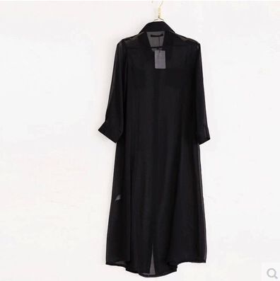 未分類1 2015 新款韓國東大門代購中長款防曬衣大碼女裝小衫雪紡衫白色襯原始圖片3