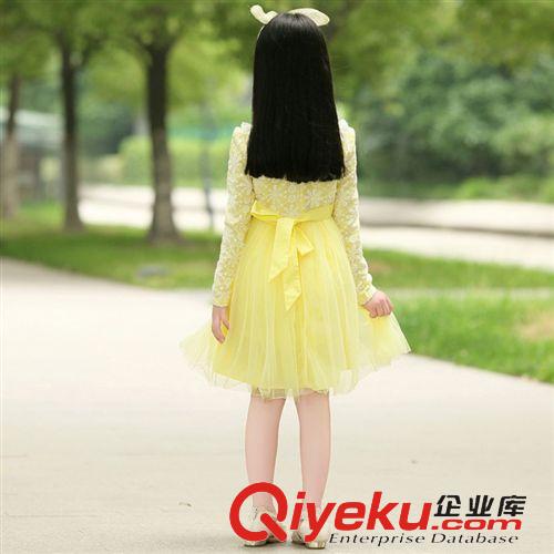 「秋裝」精品 中大童2014秋裝新款 女兒童雪紡拼接淑女長袖公主連衣裙廠家直銷原始圖片2