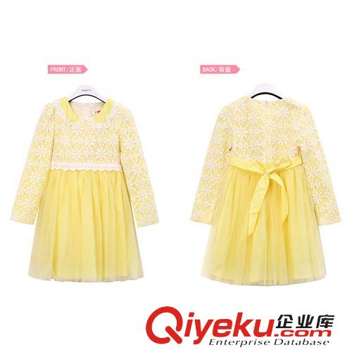 「秋裝」精品 中大童2014秋裝新款 女兒童雪紡拼接淑女長袖公主連衣裙廠家直銷原始圖片3